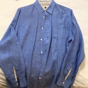 Men’s long sleeve linen black brown casual shirt